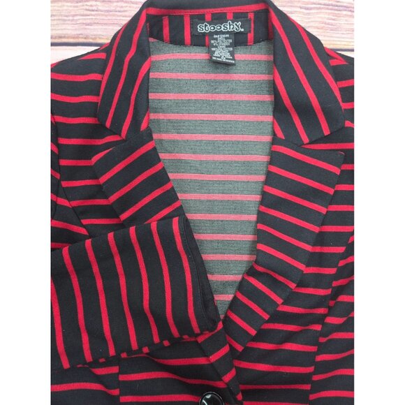 Stooshy Womens 2-Button Red Striped Blazer Jacket XS - Picture 4 of 6